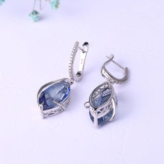 Crystal Marquise Shape Silver Drop Earrings for Women