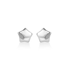 Polished Little Star Silver Stud Earrings for Women
