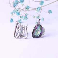 European Colourful Crystal Personality Special-shaped Silver Studs Earrings for Women