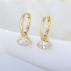 Marquise Zircon Pendant Silver Drop Earrings for Women
