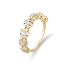 White Zircon Beading Flowers Design Sterling Silver Ring