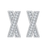 Zircon X Letter Silver Studs Earrings for Women