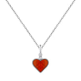 (Pendant only) Heart-shape Red Agate Silver Pendant for Women