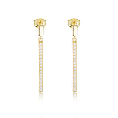 Long Single Row Zircon Silver Drop Earrings for Women
