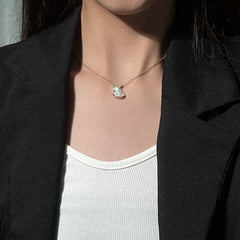 Mother of Pearl Small Skirt Pendant Silver Necklace for Women