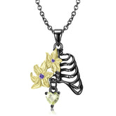 Halloween Floral Body Skeleton with Zircon Silver Necklace