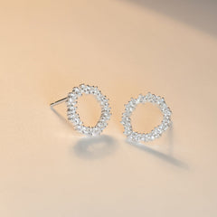 Zircon Garland Silver Stud Earrings for Women