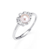 Freshwater Pearl Lace Edge Design Opening Sterling Silver Ring