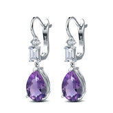 Colourful Crystal Pear Shape Silver Drop Earrings for Women