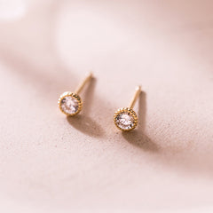 Small Round Zircon Silver Studs Earrings for Women