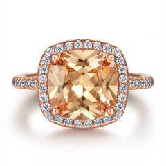 Cushion Cut Zircon Soleste Halo Silver Ring for Women