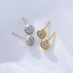Mini Zircon Round Silver Studs Earrings for Women