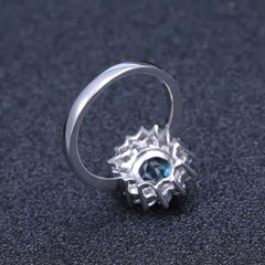 Luxury Natural Blue Topaz S925 Sterling Silver Ring