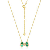 Zircon Malachite Bowknot Pendant Sterling Silver Necklace