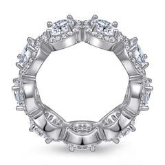 Full Circle Soleste Halo Round Zircon Silver Ring for Women