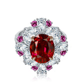 Flower Halo Oval Lab Created Ruby Ring