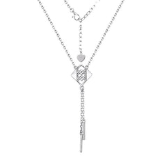 Interwoven Square Tassel Silver Necklace for Women