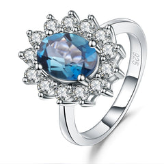 Luxury Natural Blue Topaz S925 Sterling Silver Ring