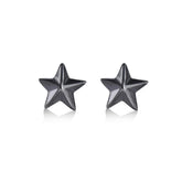 Small Black Star Silver Stud Earrings for Women