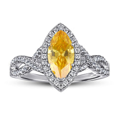Marquise Zircon Soleste Halo Silver Ring for Women