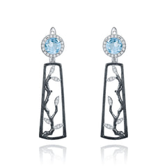 Natural Colourful Gemstone Winter Plum Sterling Silver Drop Earrings for Women