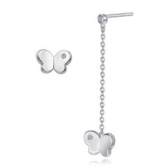 Tassel Asymmetric Butterfly Silver Drop Earrings for Women