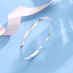 Mobius Series Letter Pattern Openning Silver Bracelet for Women