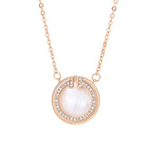 Roman Circle with Zircon Pendant Silver Necklace for Women