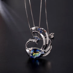 Italian Craftsmanship Vintage Luxury Style Brooch Pendant Dual-purpose Design Natural Crystal Peacock Pendant Necklace for Women