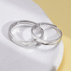 Antler Pattern Opening Sterling Silver Couple Rings