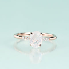 Luxury S925 Sterling Silver Natural Moonstone Rose Gold Colour Ring