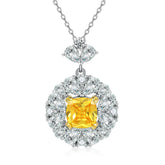 Yellow Crystal with Zircon Pendant Silver Necklace for Women