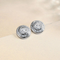 Circular Vortex Zircon Sterling Silver Stud Earrings