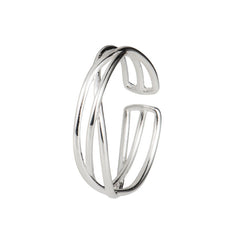 Hollow Stripe Silver Ring for Women