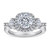 (1.2CT) Round Zircon Soleste Halo Cathedral Silver Ring for Women