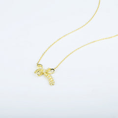 Wheat Bow with Zircon Silver Necklace for Women