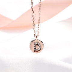 D Letter Circular Medallion Pendant Silver Necklace