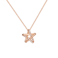 Five-pointed Star with Zircon Silver Necklace for Women