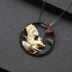 Chinese Style Element Design Zodiac Series Pig Natural Gemstone Pendant Silver Necklace for Women