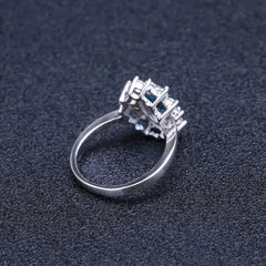 Luxury Natural Blue Topaz S925 Sterling Silver Ring