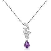 French Romantic Luxury Creative Design Inlaid Natural Colourful with Pear Drop Pendant Silver Necklace for Women