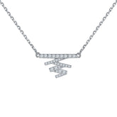 Zircon Geometrically Irregular Waves Pendant Sterling Silver Necklace