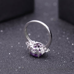 Luxury Natural Color Amethyst S925 Silver Ring for Women
