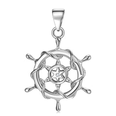 Steering Wheel Pendant Silver Necklace