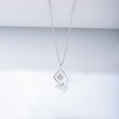 Smooth Rhombus Zircon Sterling Silver Necklace for Women