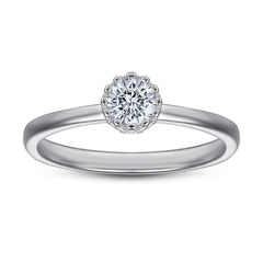 Round Zircon Solitaire Silver Ring