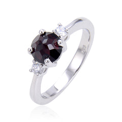 Round Cut Natural Gemstone Silver Ring