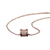 Full Zircon Circles Wheel Pendant Silver Necklace for Women