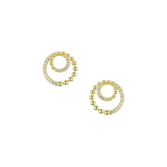 Double Hollow Circle with Zircon Silver Studs Earrings for Women