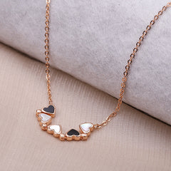 Two Ways Wearing Black Agate and Mother-of-pearl Heart Silver Necklace for Women